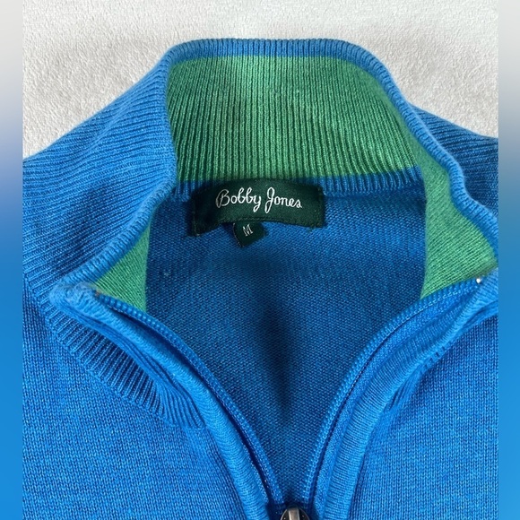 Bobby Jones Size Medium Classic Navy Quarter Zip Cotton Golf Sweater Fall EUC - Picture 7 of 10